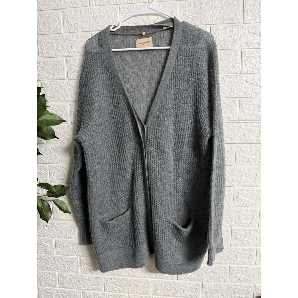 Made & Crafted Levi Cardigan Women Gray Knit Button Up Wool Blend Sweater. Sz L